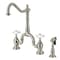 Kingston Brass Bridge Kitchen Faucet with Brass Sprayer, Brushed Nickel KS7758PXBS - alternate 1